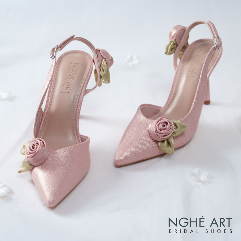 Giày cưới Nghé Art Rose Candy slingback 9p 559-535-hong-pastel-4b - Ảnh 2 - Nghé Art Bridal Shoes – 0822288288
