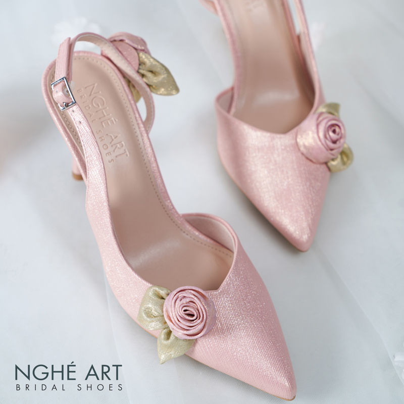 Giày cưới Nghé Art Rose Candy slingback 9p 559-535-hong-pastel-4b - Ảnh 3 - Nghé Art Bridal Shoes – 0822288288