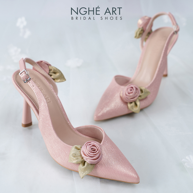 Giày cưới Nghé Art Rose Candy slingback 9p 559-535-hong-pastel-4b - Ảnh 6 - Nghé Art Bridal Shoes – 0822288288
