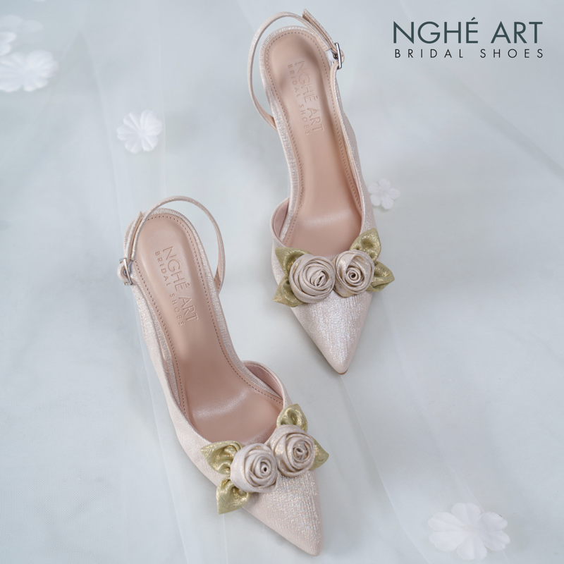 Giày cưới Nghé Art Rose Candy slingback 9p 559-535-vang-pastel-4b - Ảnh 1 - Nghé Art Bridal Shoes – 0822288288