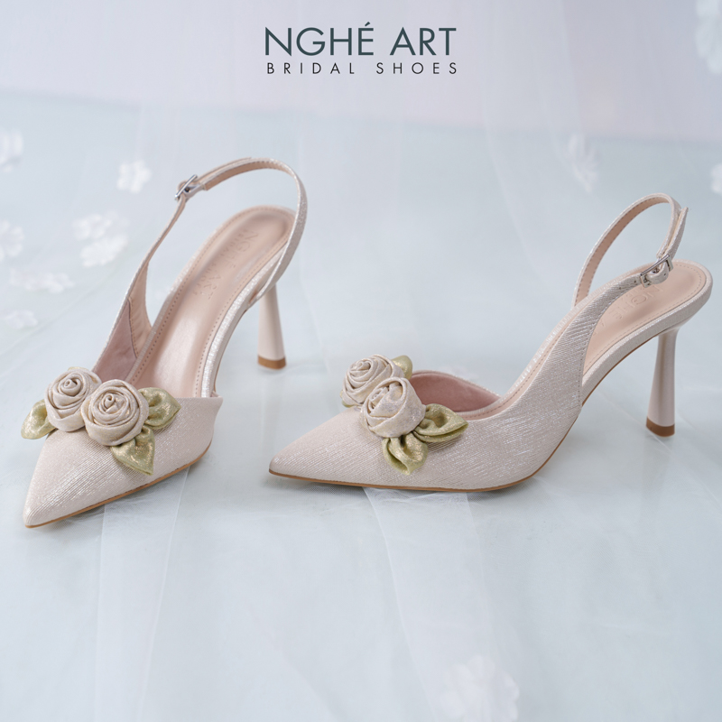 Giày cưới Nghé Art Rose Candy slingback 9p 559-535-vang-pastel-4b - Ảnh 2 - Nghé Art Bridal Shoes – 0822288288