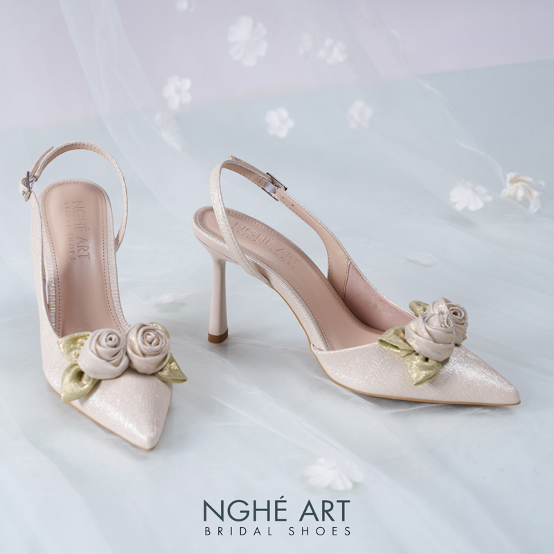 Giày cưới Nghé Art Rose Candy slingback 9p 559-535-vang-pastel-4b - Ảnh 3 - Nghé Art Bridal Shoes – 0822288288