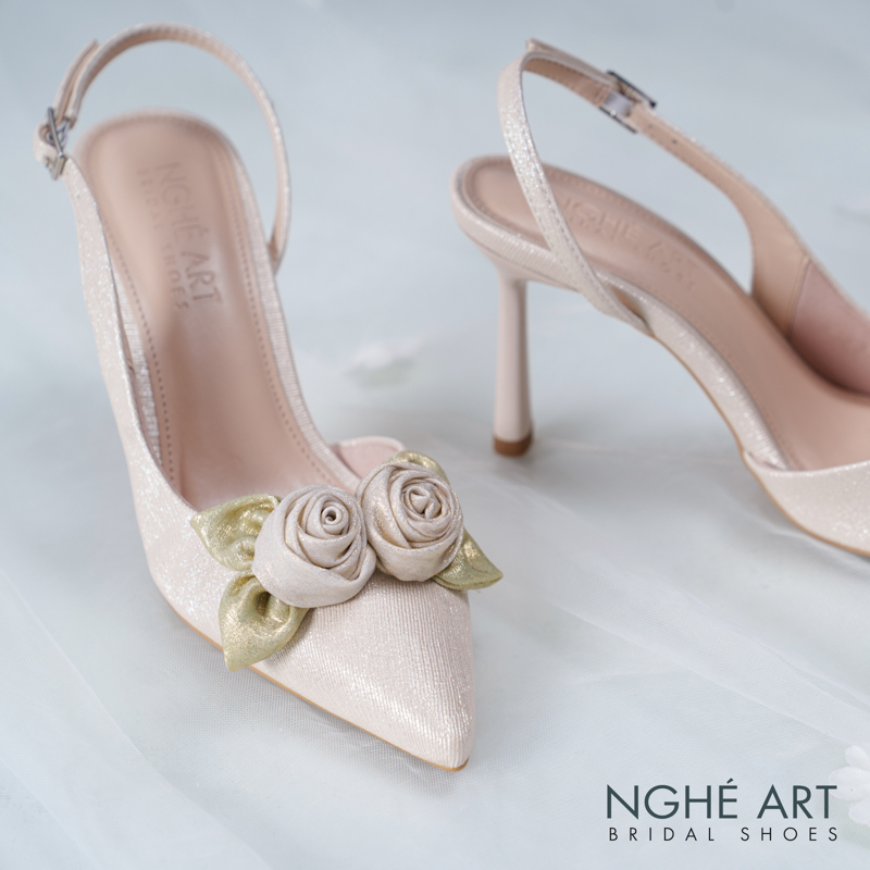 Giày cưới Nghé Art Rose Candy slingback 9p 559-535-vang-pastel-4b - Ảnh 4 - Nghé Art Bridal Shoes – 0822288288