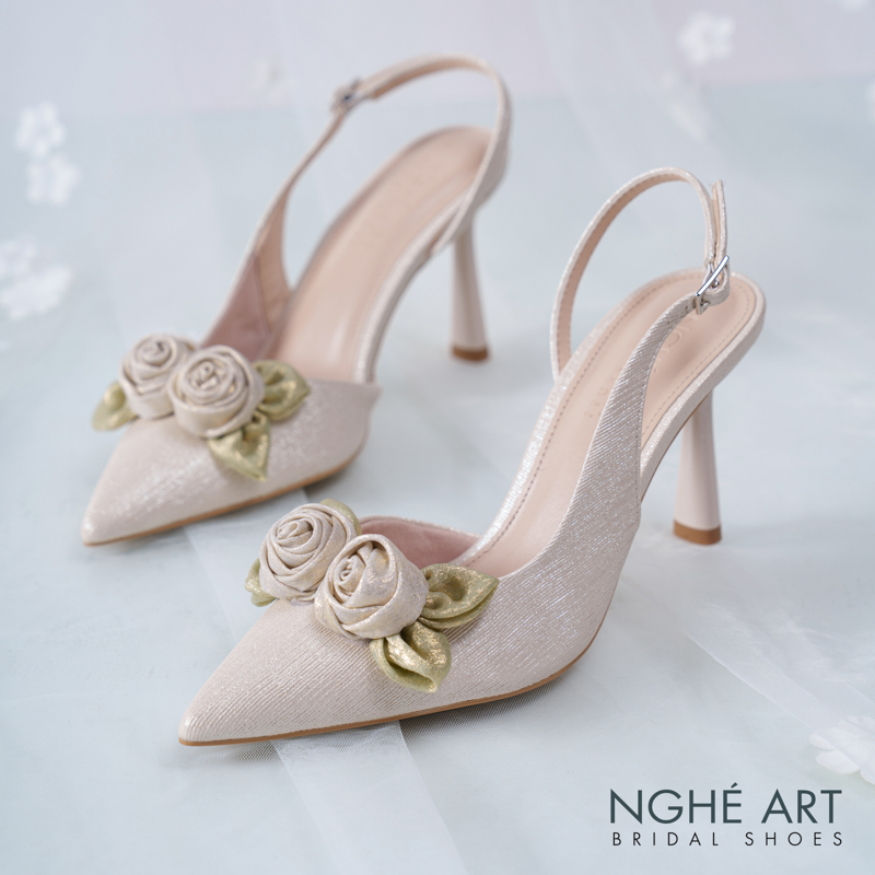 Giày cưới Nghé Art Rose Candy slingback 9p 559-535-vang-pastel-4b - Ảnh 6 - Nghé Art Bridal Shoes – 0822288288
