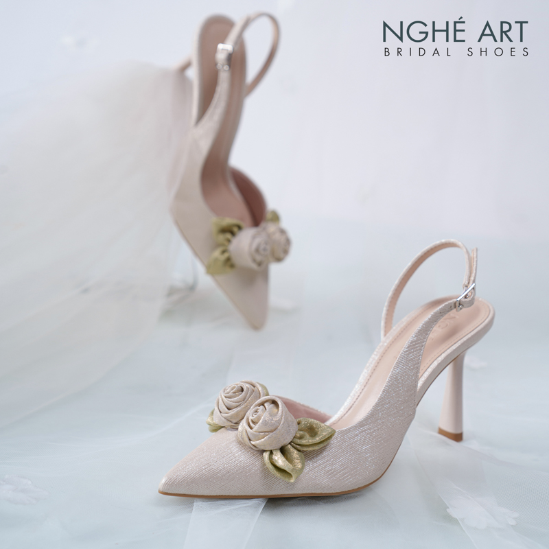 Giày cưới Nghé Art Rose Candy slingback 9p 559-535-vang-pastel-4b - Ảnh 7 - Nghé Art Bridal Shoes – 0822288288